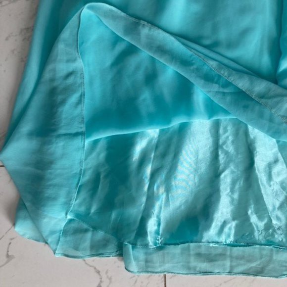 Floor-length strapless turquoise gown - Picture 6 of 7